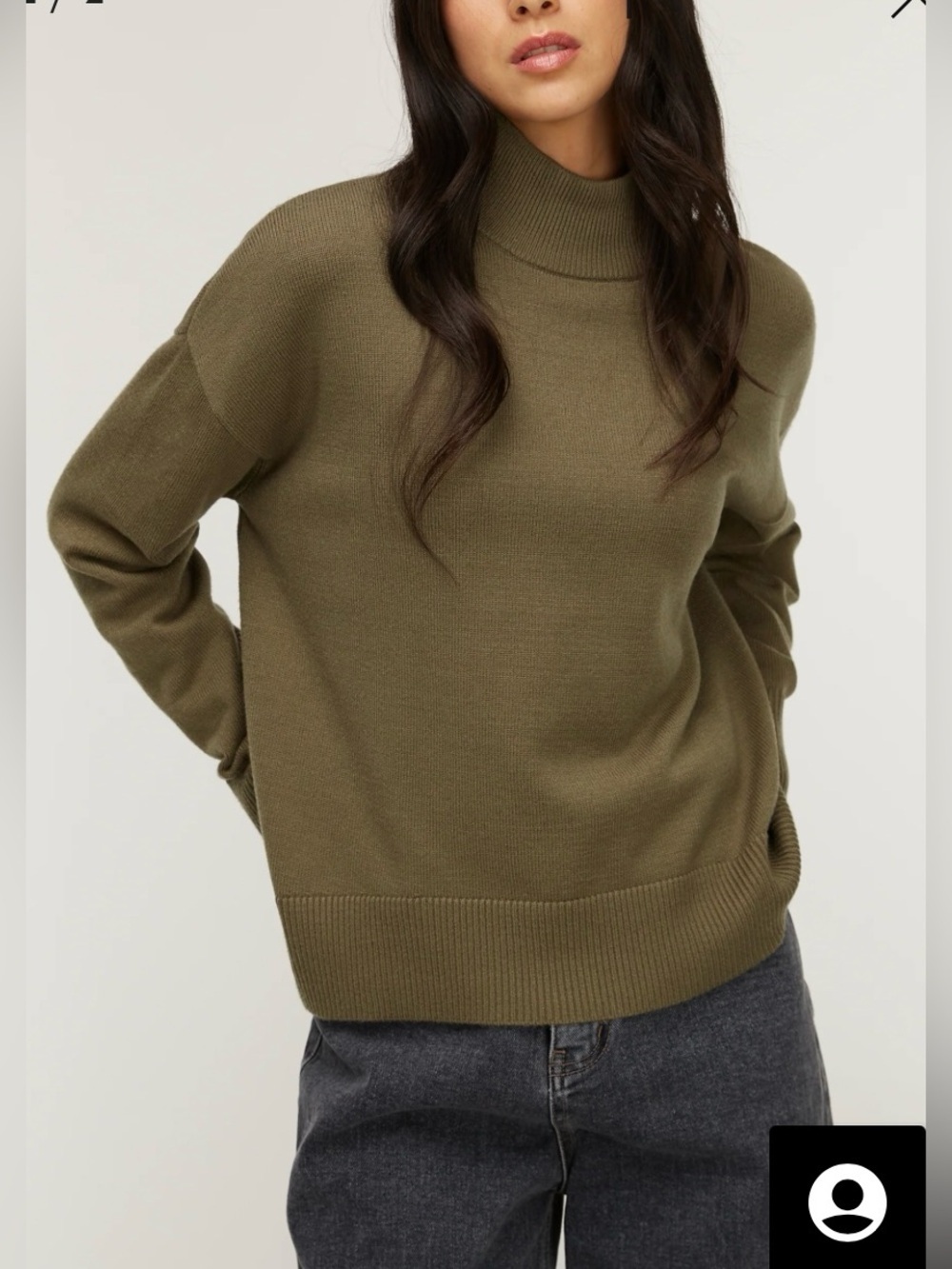 Oak + Fort women's turtleneck oversized sweater green size S relaxed fit